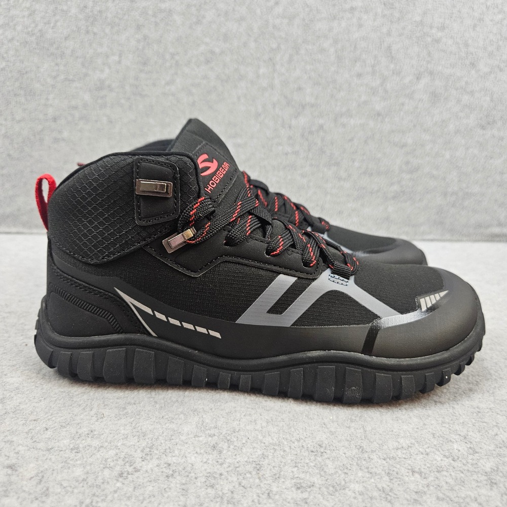 HOBIBEAR Hiking Boots Mens 38 Black Red Barefoot Minimalist Trail Trekking Shoes